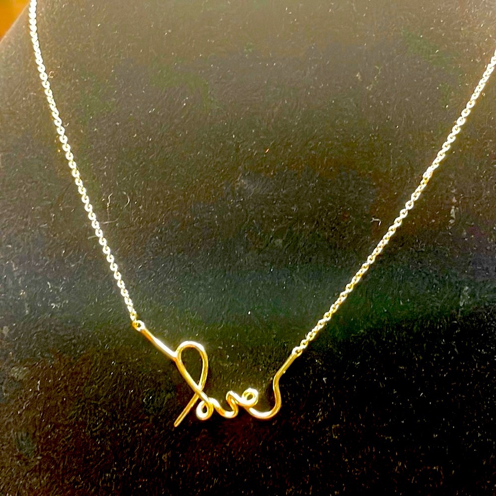 LOVE necklace by Stella and Dot, nib gold necklace.